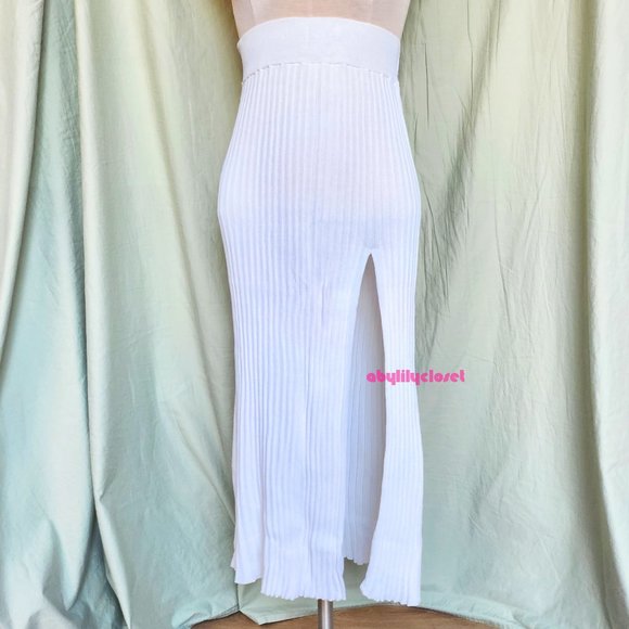 Aritzia Wilfred Knit Slit Skirt White XS - Picture 6 of 12